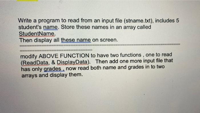Solved Write a program to read from an input file | Chegg.com