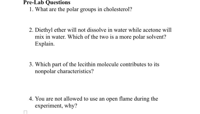 Solved Pre Lab Questions 1 What Are The Polar Groups In 4809