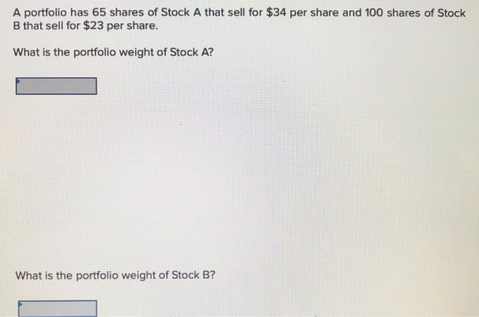 Solved A Portfolio Has 65 Shares Of Stock A That Sell For