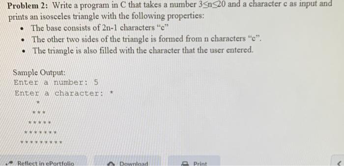 Solved Problem 2: Write a program in C that takes a number | Chegg.com