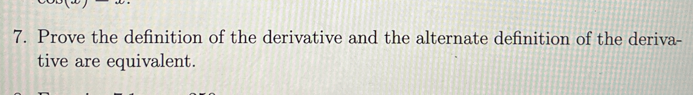 Solved Prove the definition of the derivative and the | Chegg.com