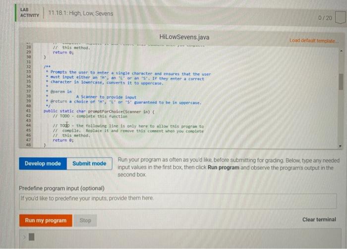 Solved 11.18 High, Low, Sevens For this tab you will write a