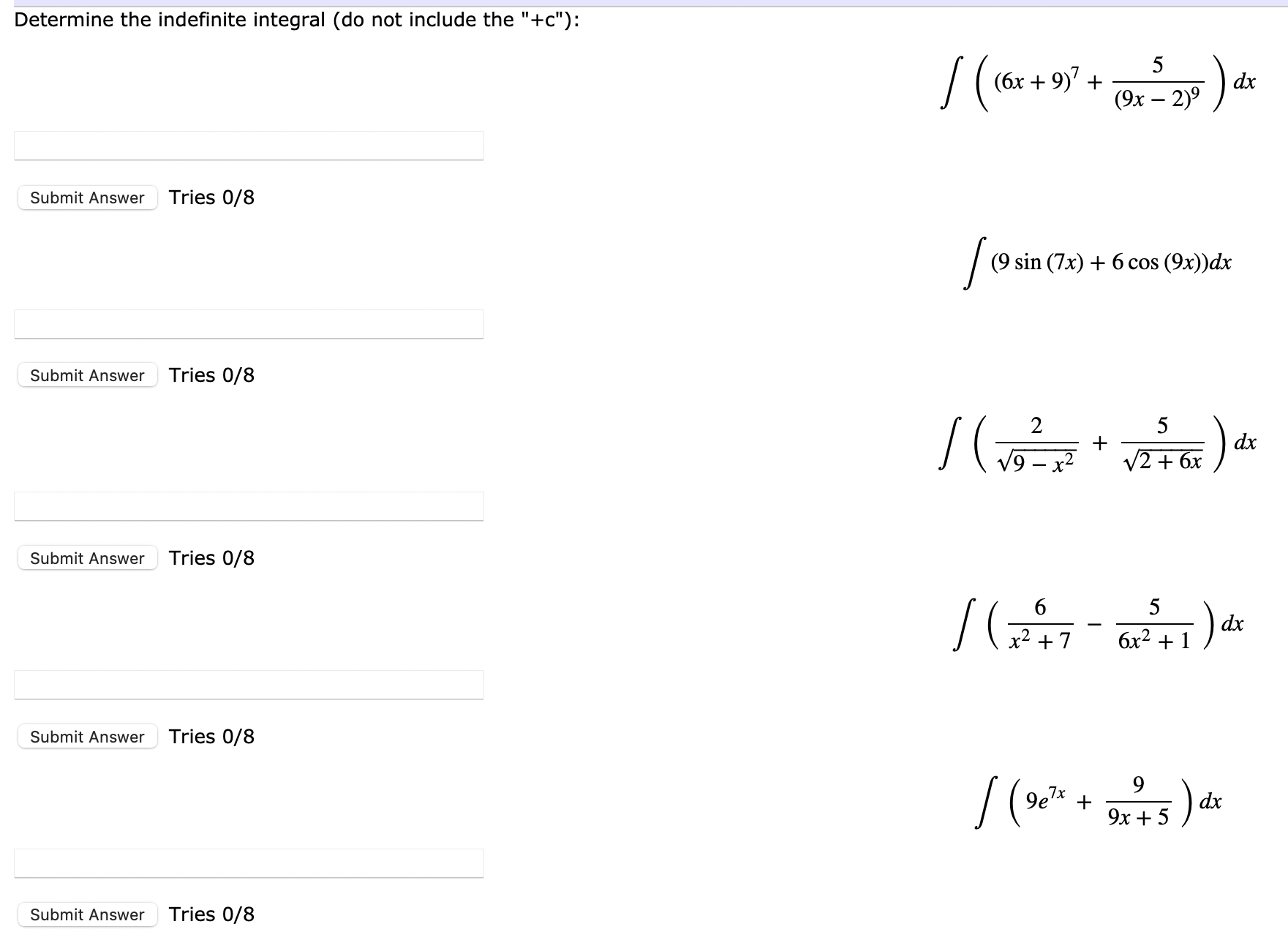 Solved Determine the indefinite integral (do not include the | Chegg.com
