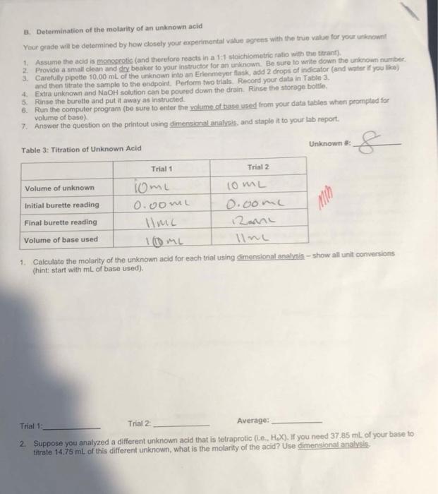 Solved Table 1: Standardization Data Trial 2 Trial 1 Mass of | Chegg.com