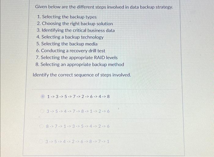 Solved Given below are the different steps involved in data | Chegg.com