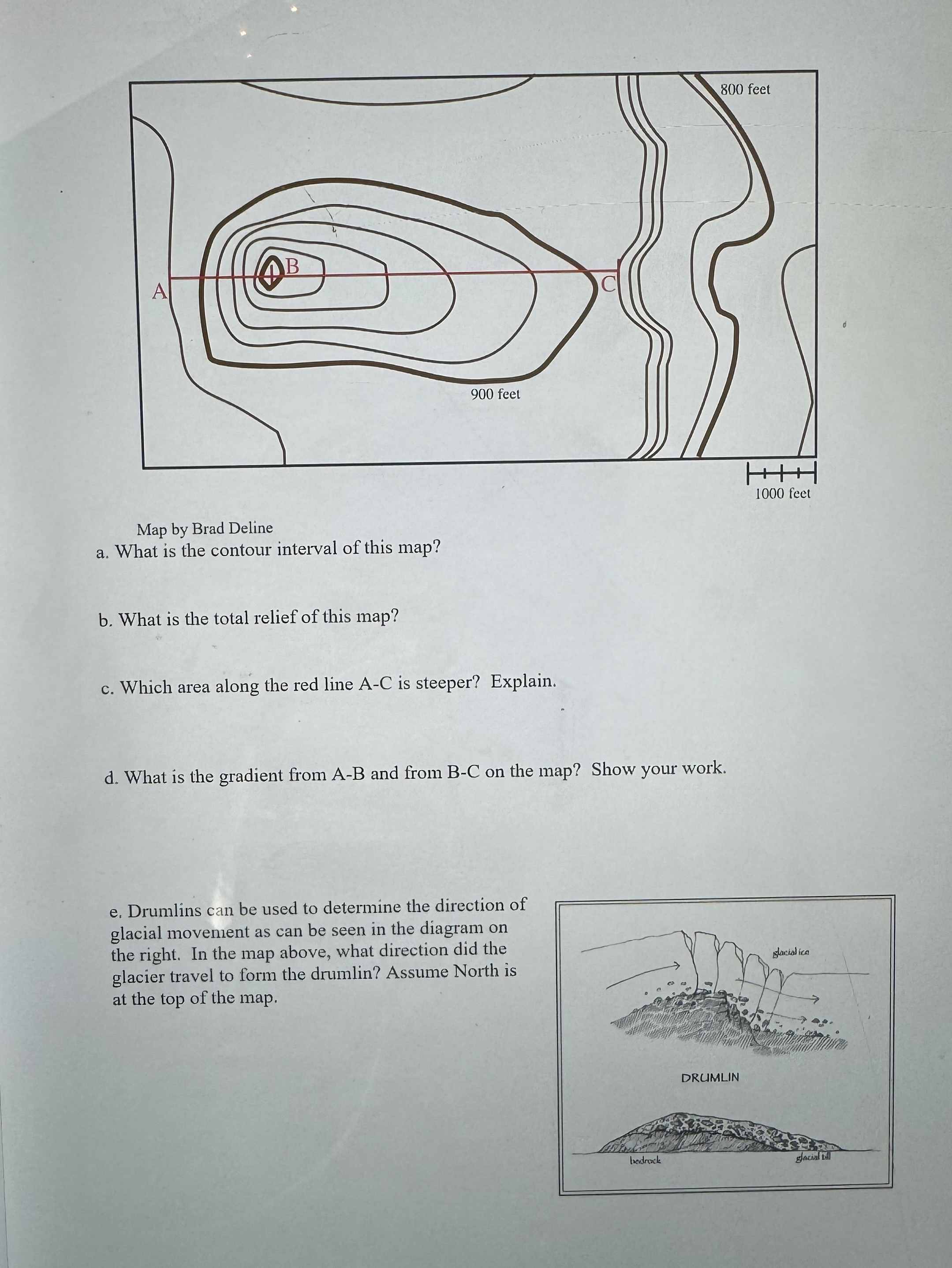 Solved Map by Brad Delinea. ﻿What is the contour interval of | Chegg.com