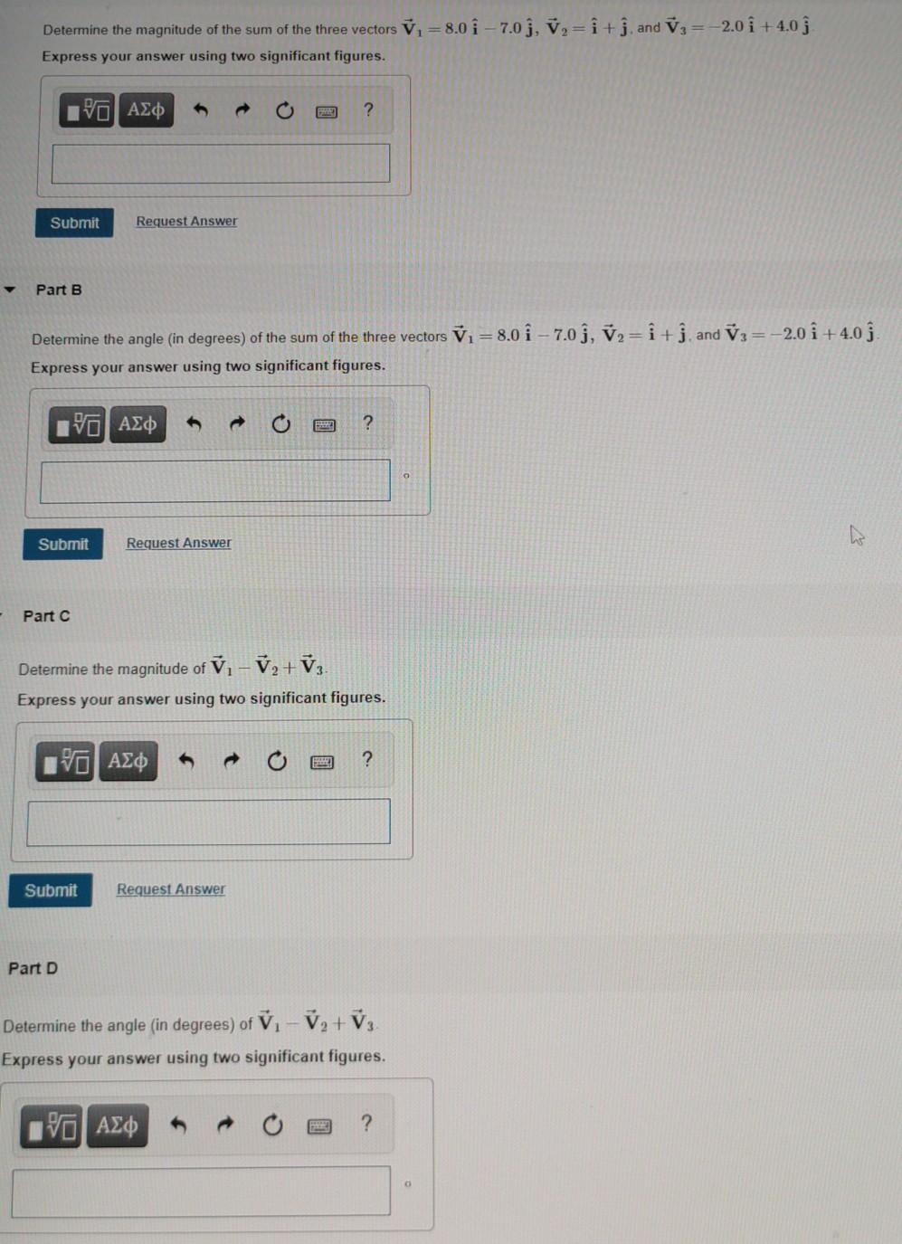 Solved Determine the magnitude of the sum of the three | Chegg.com