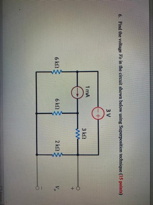 Solved 6. Find the voltage Vo in the circuit shown below | Chegg.com
