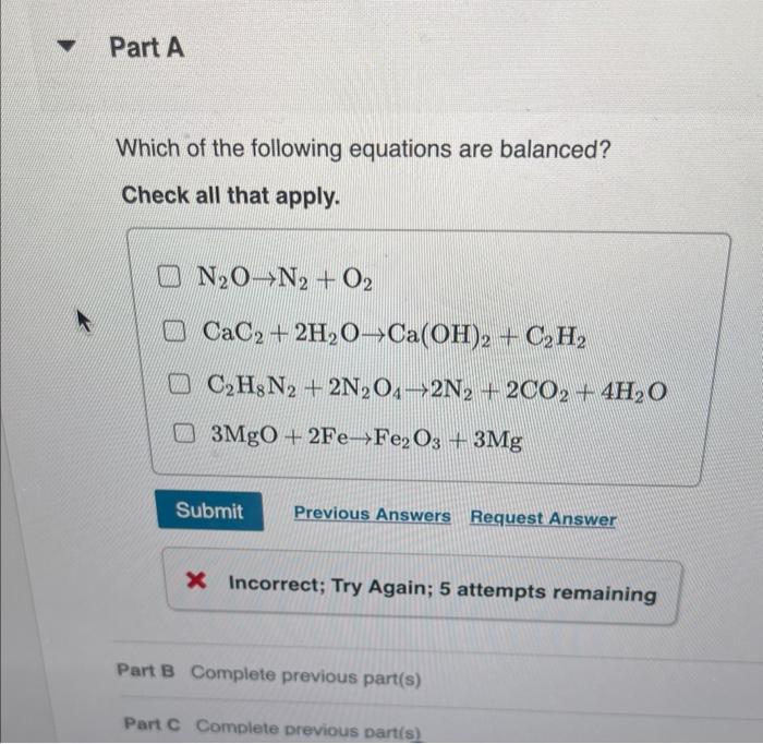 Solved Which of the following equations are balanced? Check | Chegg.com