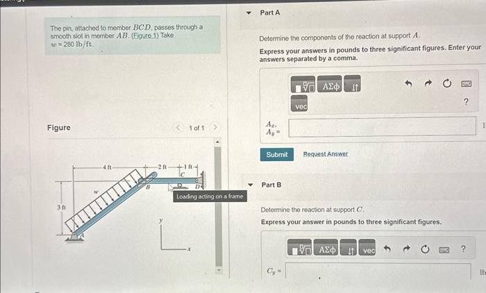 Solved The pin, attachod to member BCD, passes through a | Chegg.com
