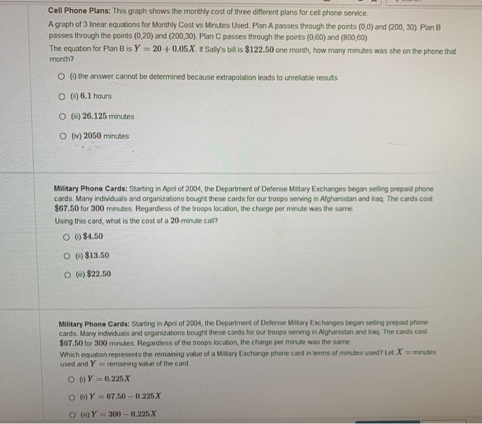 Solved Cell Phone Plans: This Graph Shows The Monthly Cost | Chegg.com