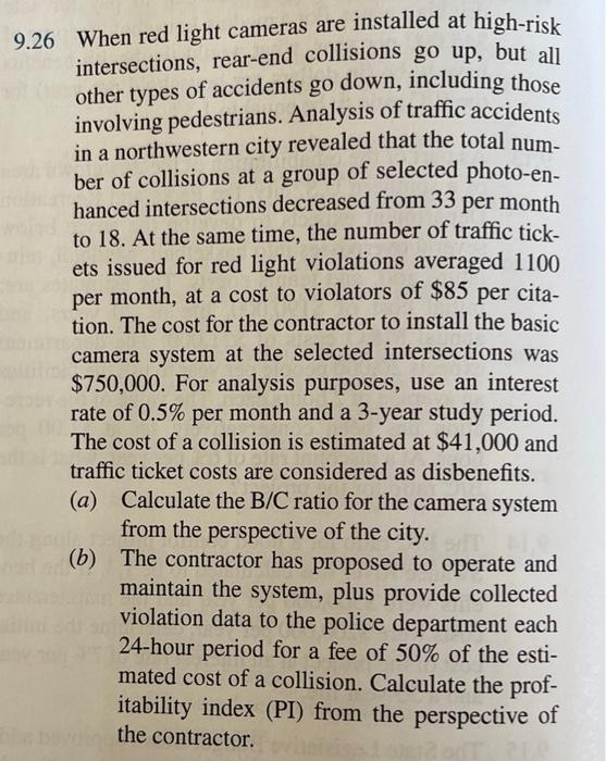 Solved a 9.26 When red light cameras are installed at | Chegg.com