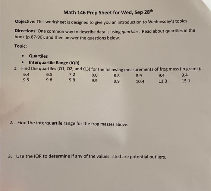 Solved Objective: This worksheet is designed to give you an | Chegg.com