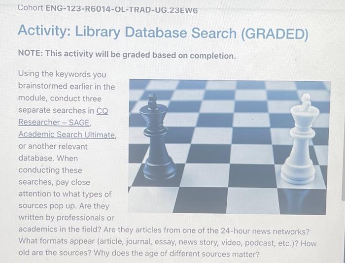 Cohort ENG123R6014OLTRADUG.23EW6 Activity
