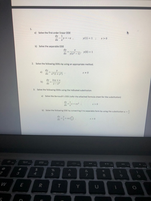 Solved 1 A Solve The First Order Linear Ode Dy 1 Dx X Y