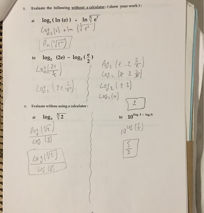 Solved Evaluate without using calcular.to (3 1) logg, 3