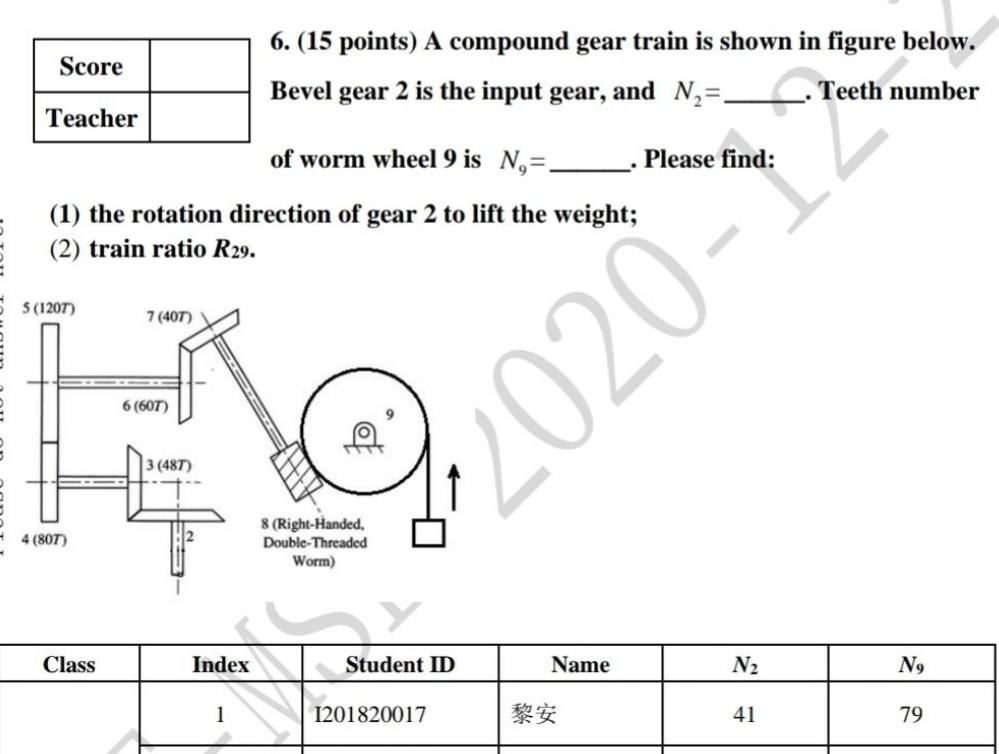 Solved 6. (15 points) A compound gear train is shown in | Chegg.com