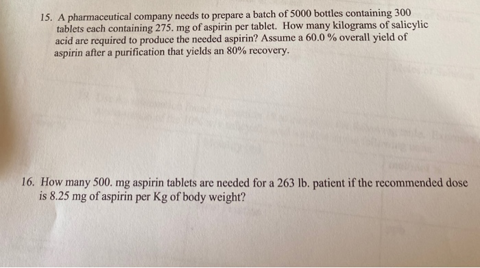 Solved 15. A pharmaceutical company needs to prepare a batch | Chegg.com