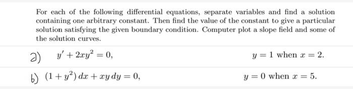 Solved For each of the following differential equations, | Chegg.com