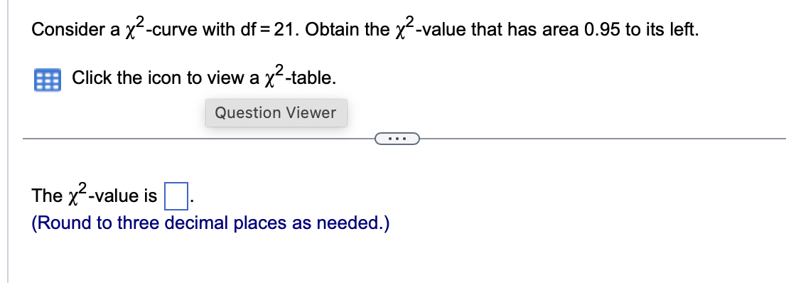 Solved Consider a χ2-curve with df=21. Obtain the χ2-value | Chegg.com