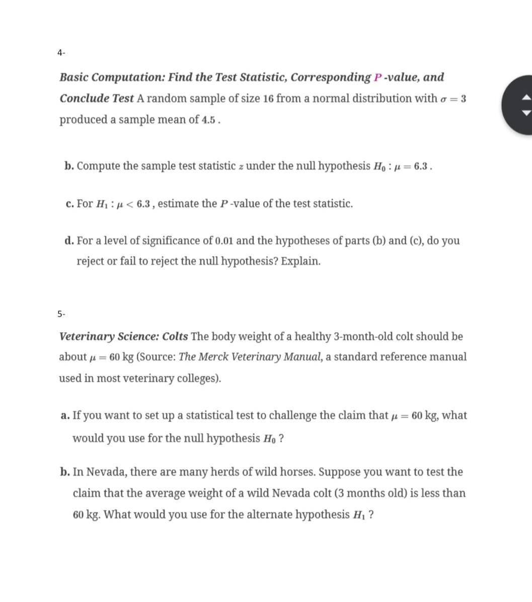 Solved 4- Basic Computation: Find the Test Statistic, | Chegg.com