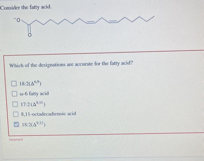 Solved Consider the fatty acid. Which of the designations