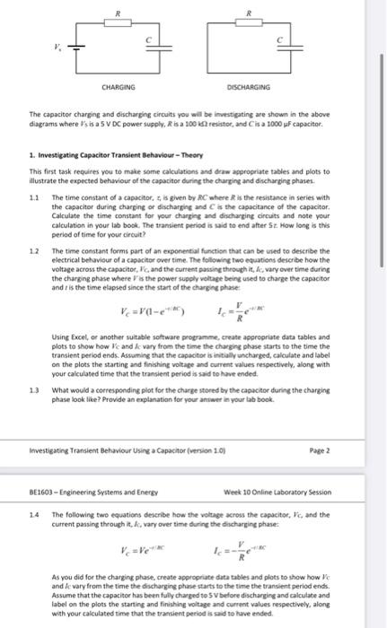 CHARGING DISCHARGING The Capacitor Charging And | Chegg.com