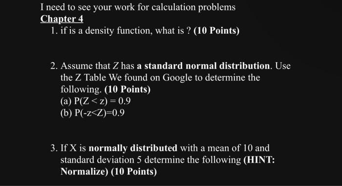 Solved I need to see your work for calculation problems | Chegg.com