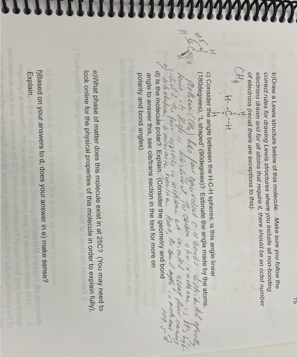 Solved B)Draw A Lewis Structure Below Of This Molecule. Make | Chegg.com