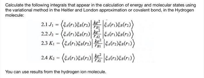 Solved Calculate the following integrals that appear in the | Chegg.com