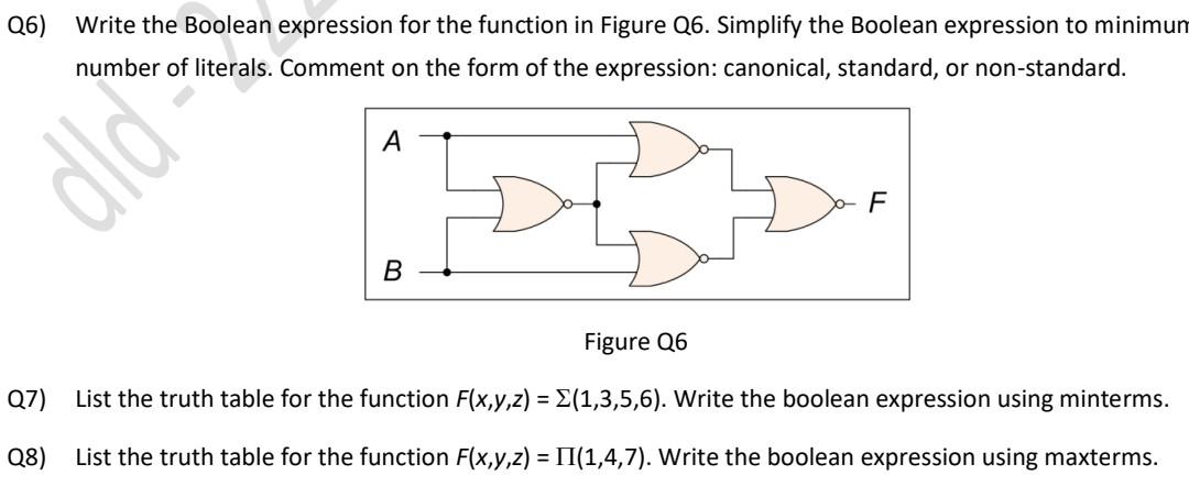 Solved Q6) Write The Boolean Expression For The Function In | Chegg.com ...