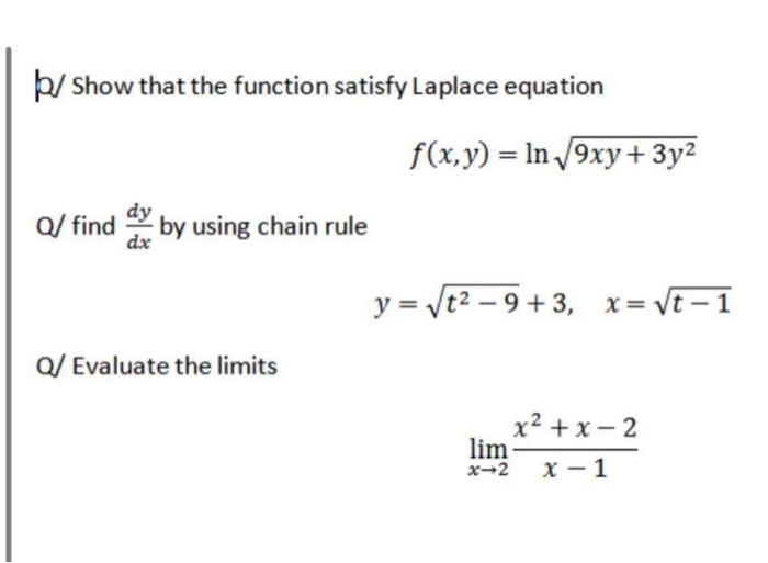 Solved Th Show That The Function Satisfy Laplace Equation Chegg Com