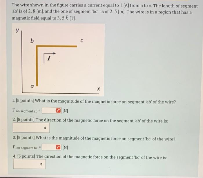 Solved The wire shown in the figure carries a current equal | Chegg.com