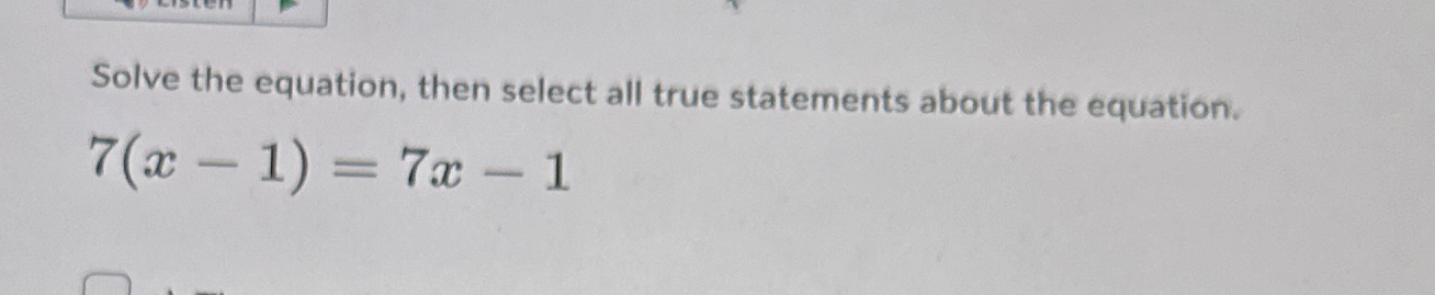Solved Solve the equation, then select all true statements | Chegg.com