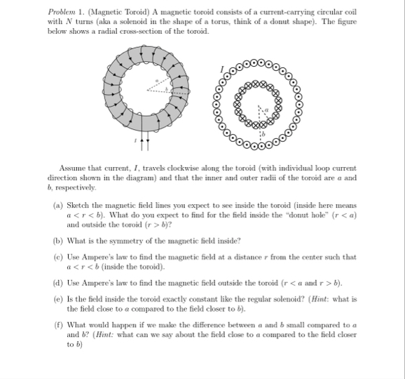 Solved Problem 1. (Magnetic Toroid) ﻿A magnetic toroid | Chegg.com