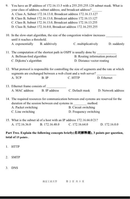 Solved 9. You have an IP address of 172.16.13.5 with a | Chegg.com