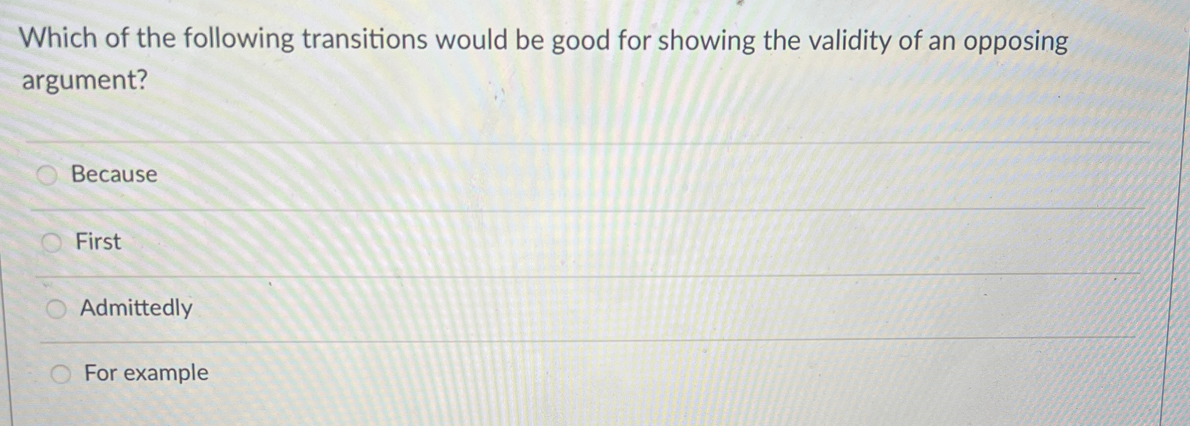 Solved Which of the following transitions would be good for | Chegg.com