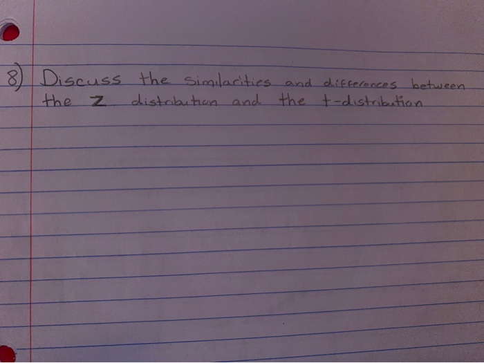 similarities between t distribution and z distribution