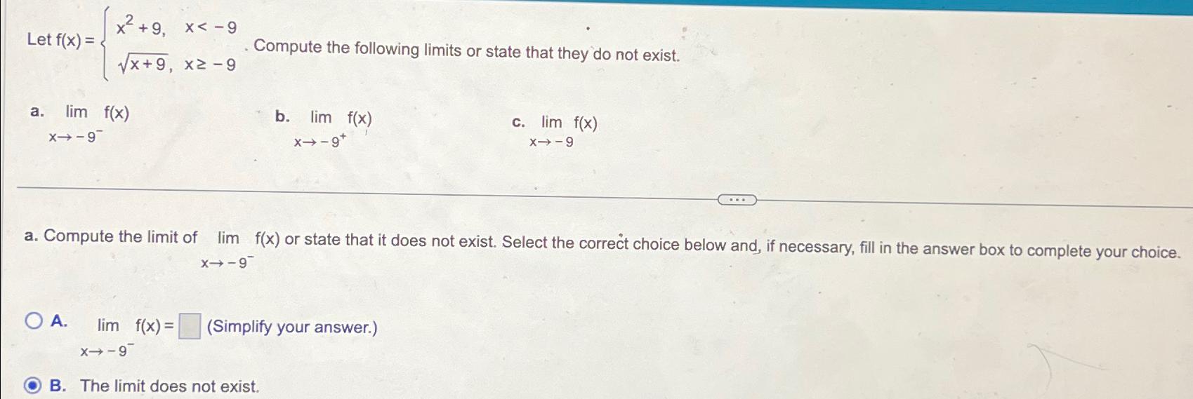 Solved Let f(x)={x2+9,x