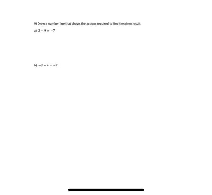 Solved 9) Draw a number line that shows the actions required | Chegg.com