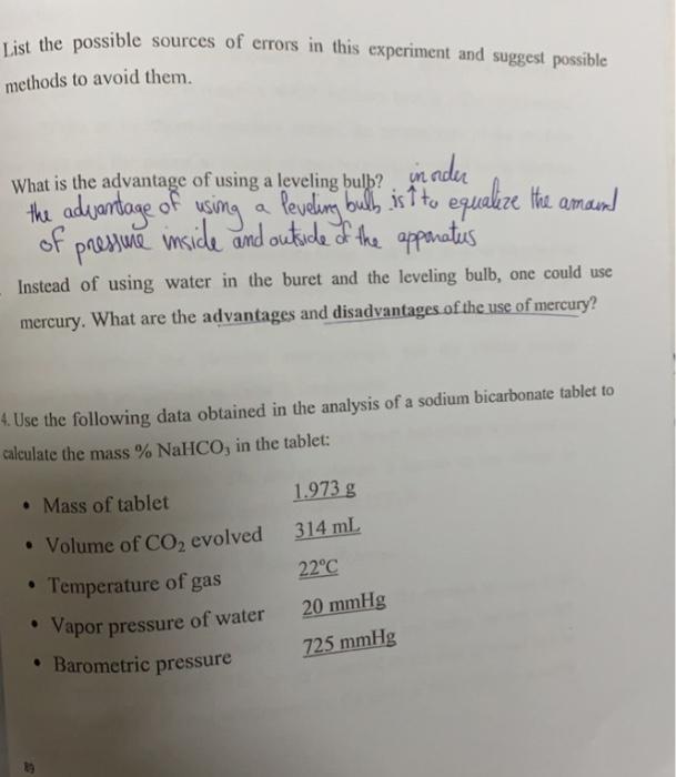 Solved List the possible sources of errors in this | Chegg.com