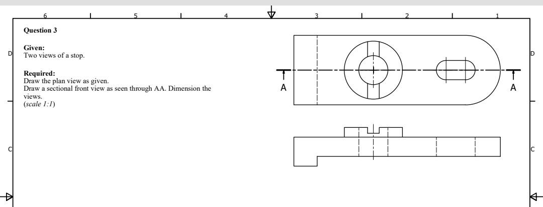 Solved Question 3 Given: Two views of a stop. Required: Draw | Chegg.com