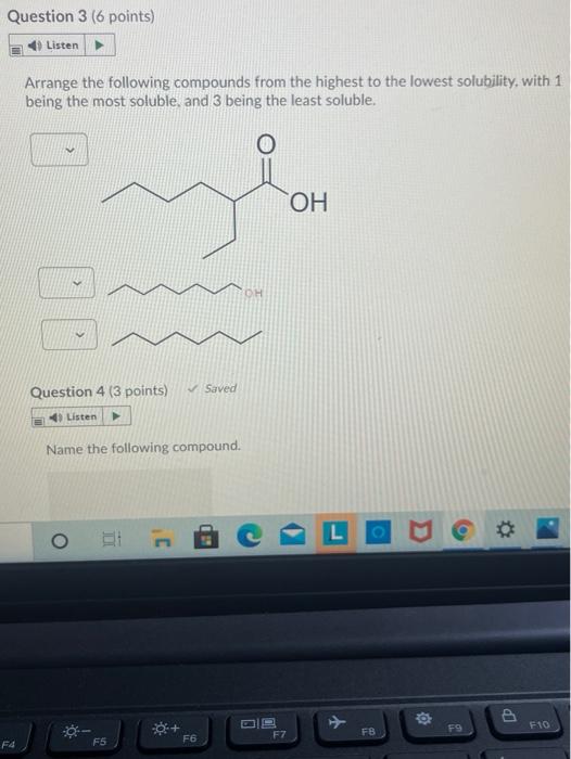 Solved Question 3 (6 points) Listen Arrange the following | Chegg.com