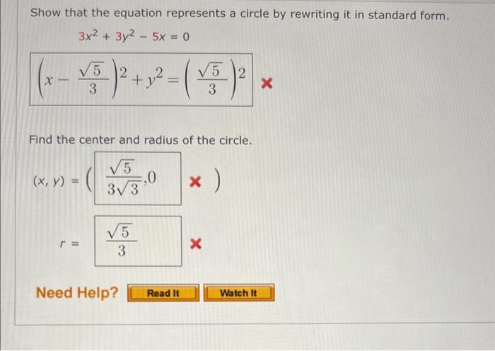 Solved Show that the equation represents a circle by | Chegg.com