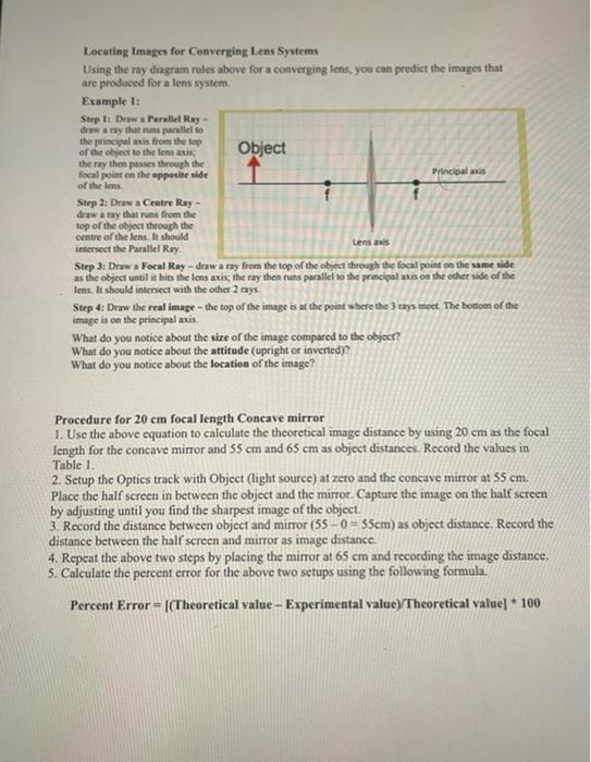 Solved Lab13: Optics Mirrors and Lenses Name Date: Objective | Chegg.com