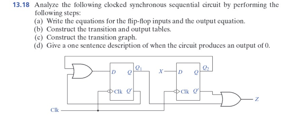 Solved 13.18 ﻿Analyze the following clocked synchronous | Chegg.com