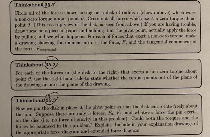 Solved Circle all of the forces shown acting on a disk of | Chegg.com
