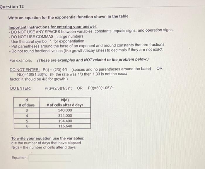 Solved Write an equation for the exponential function shown | Chegg.com