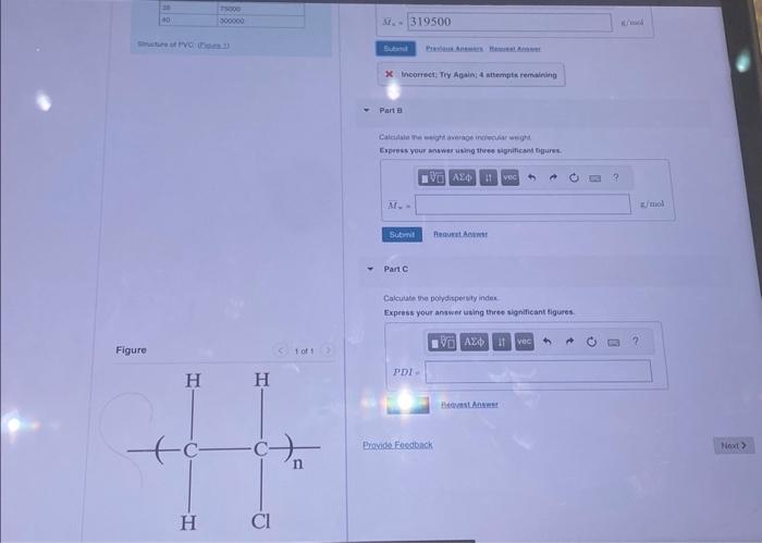 Solved Calculate the number average molecular weight, weight | Chegg.com