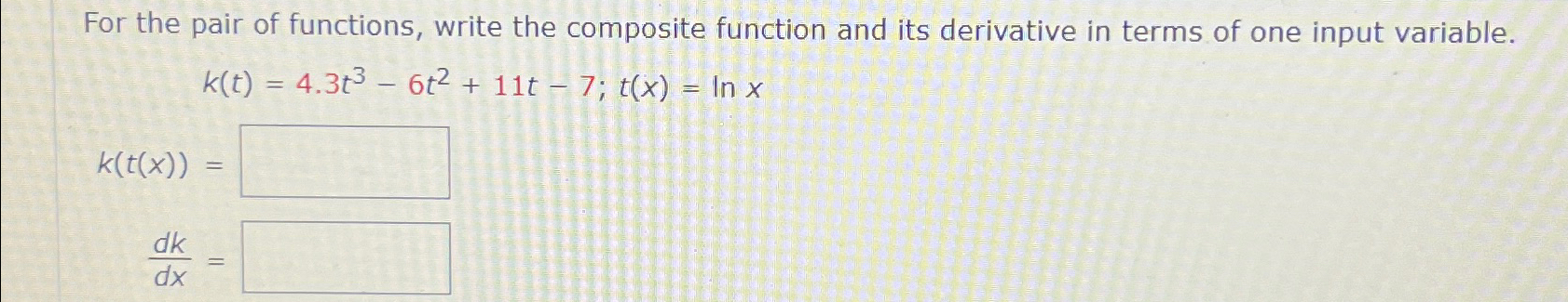 Solved For the pair of functions, write the composite | Chegg.com